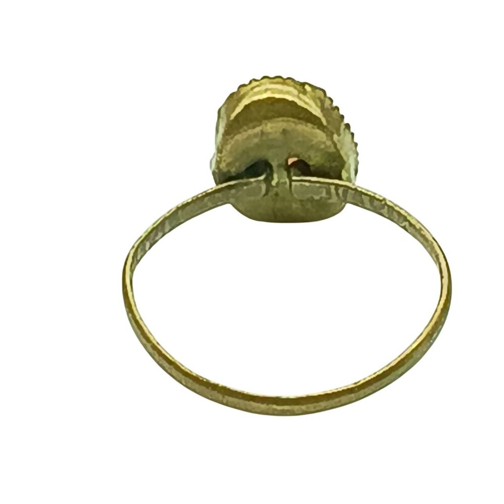 Vintage Gold Tone Pink Cameo Child Ring Size 3 with Oval Face Profile Design Mar - Picture 4 of 5